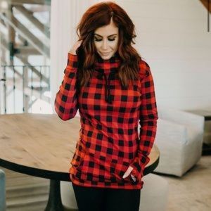 Lily & Lottie Red Buffalo Check Cowl by Chelsea DeBoer